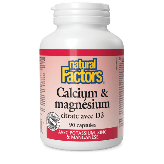 Calcium & magnésium citrate avec D3 avec potassium, zinc & manganèse, Natural Factors|v|image|1628