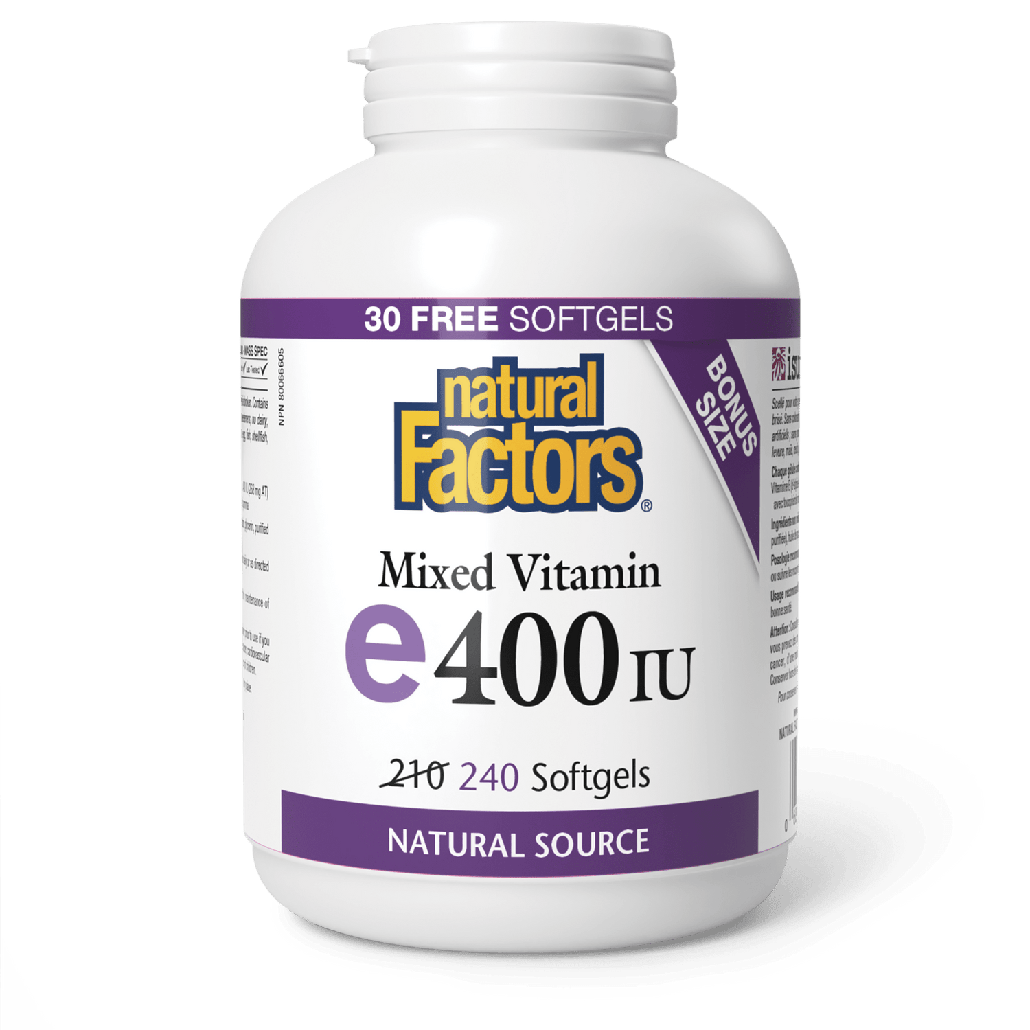 Mixed Vitamin E 400 IU, Natural source, Natural Factors|v|image|8142
