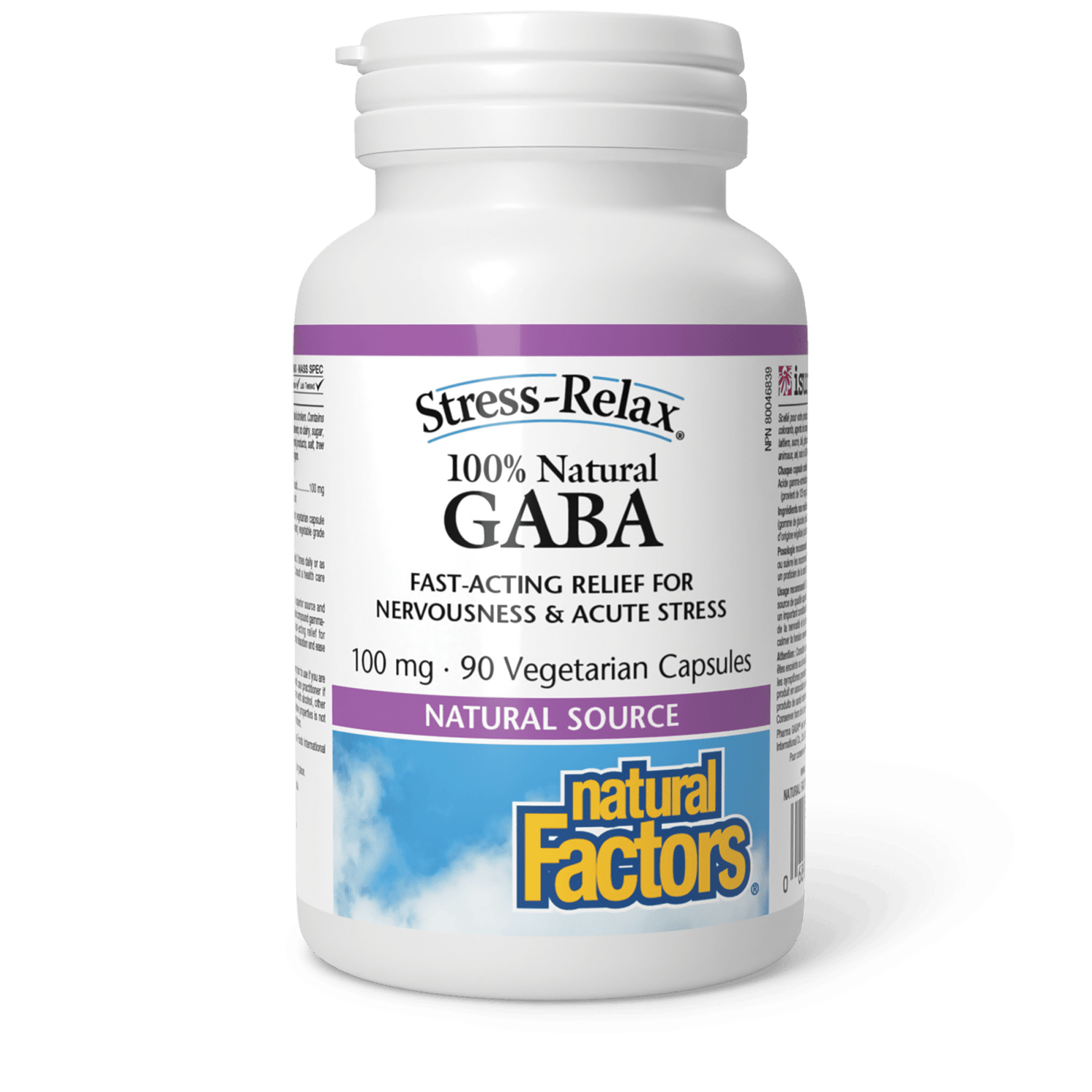 100% Natural GABA 100 mg, Stress-Relax, Natural Factors|v|image|2836