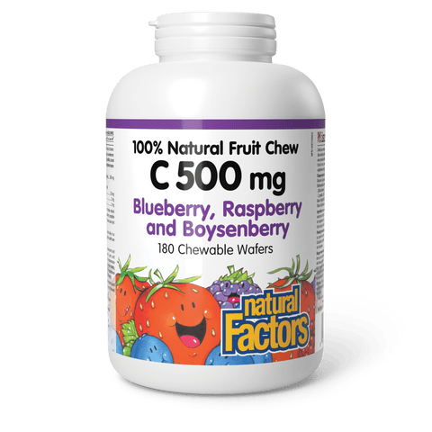 C 500 mg 100% Natural Fruit Chew, Blueberry, Raspberry, and Boysenberry, Natural Factors|v|image|1327