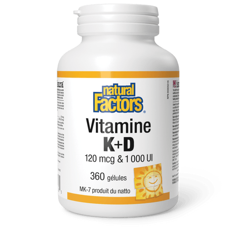 Vitamine K+D 120 mcg & 1 000 UI, Natural Factors|v|image|1056