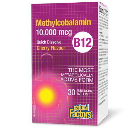 B12 Methylcobalamin 10,000 mcg, Cherry, Natural Factors|v|image|1244