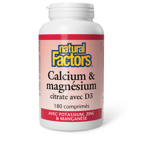 Calcium & magnésium citrate avec D3 avec potassium, zinc & manganèse, Natural Factors|v|image|1608