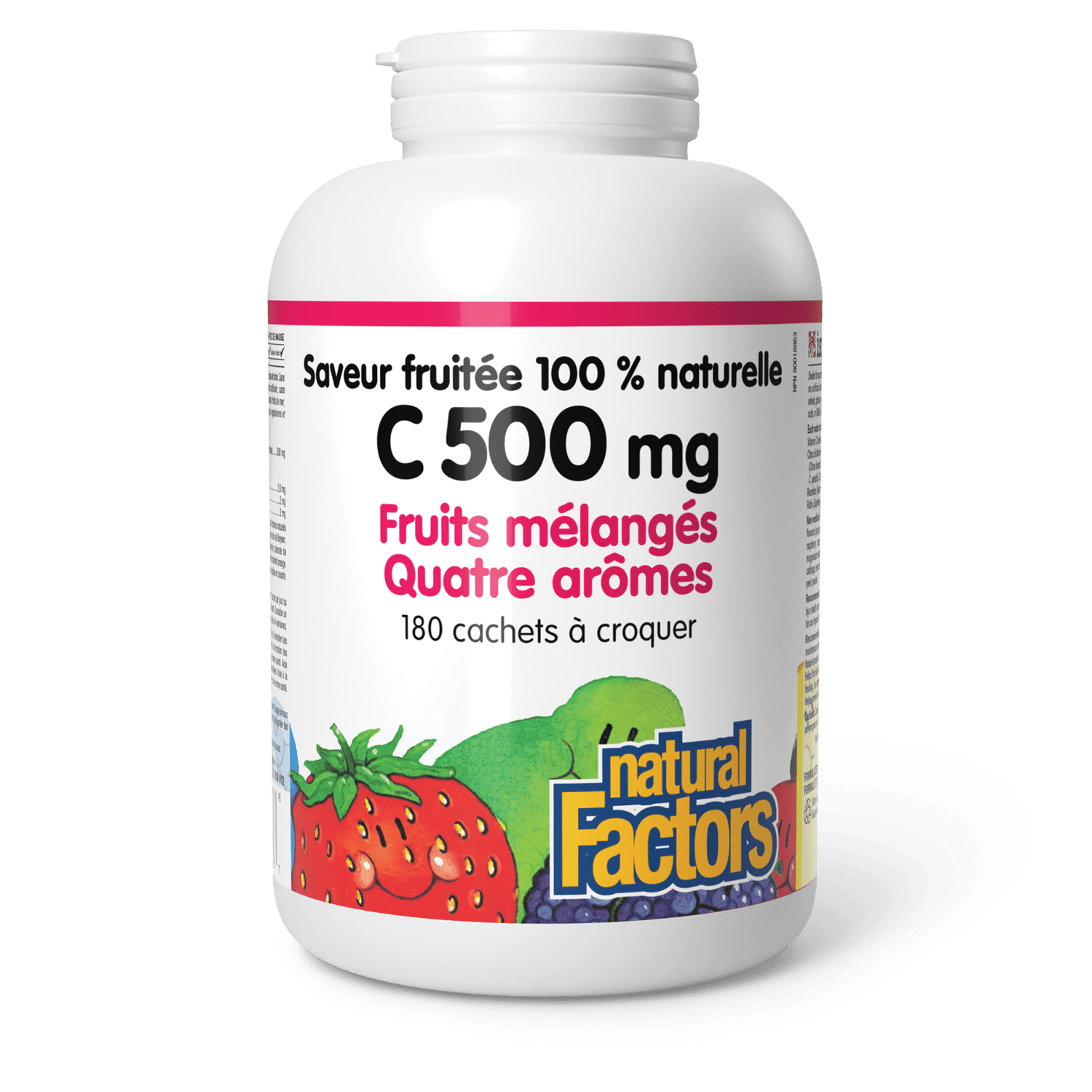 C 500 mg saveur fruitée 100 % naturelle, fruits mélangés, quatre arômes, Natural Factors|v|image|1336