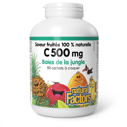 C 500 mg saveur fruitée 100 % naturelle, baies de la jungle, Natural Factors|v|image|1328