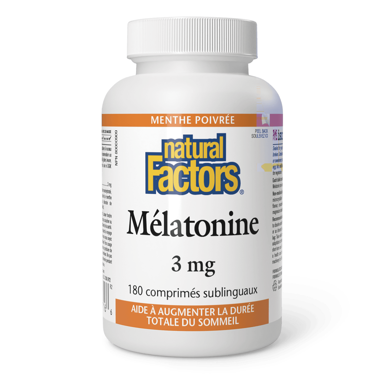 Mélatonine 3 mg, menthe poivrée, Natural Factors|v|image|2716