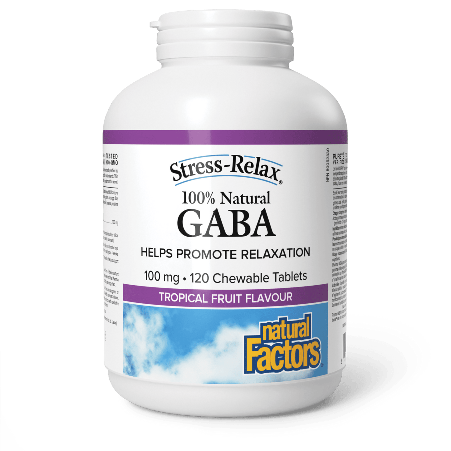100% Natural GABA 100 mg, Tropical Fruit, Stress-Relax, Natural Factors|v|image|2842