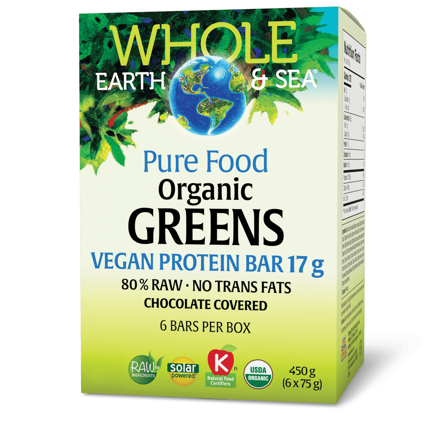 Organic Greens Vegan Protein Bar 17 g, Whole Earth & Sea, Whole Earth & Sea®|v|image|35506