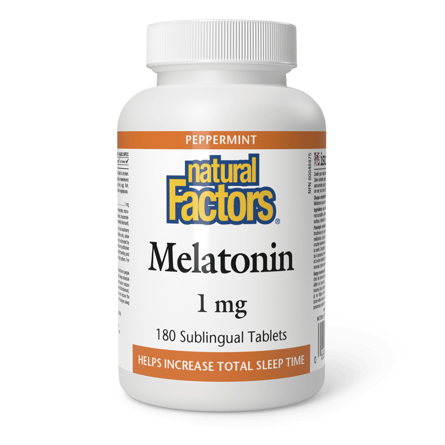 Melatonin 1 mg, Peppermint, Natural Factors|v|image|2714