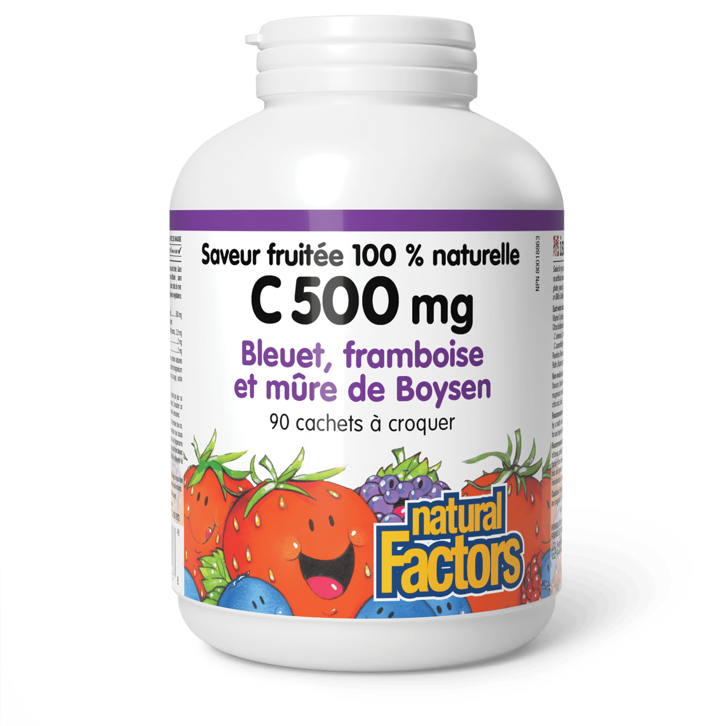 C 500 mg saveur fruitée 100 % naturelle, bleuet, framboise et mûre de Boysen, Natural Factors|v|image|1326