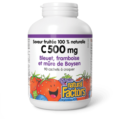 C 500 mg saveur fruitée 100 % naturelle, bleuet, framboise et mûre de Boysen, Natural Factors|v|image|1326