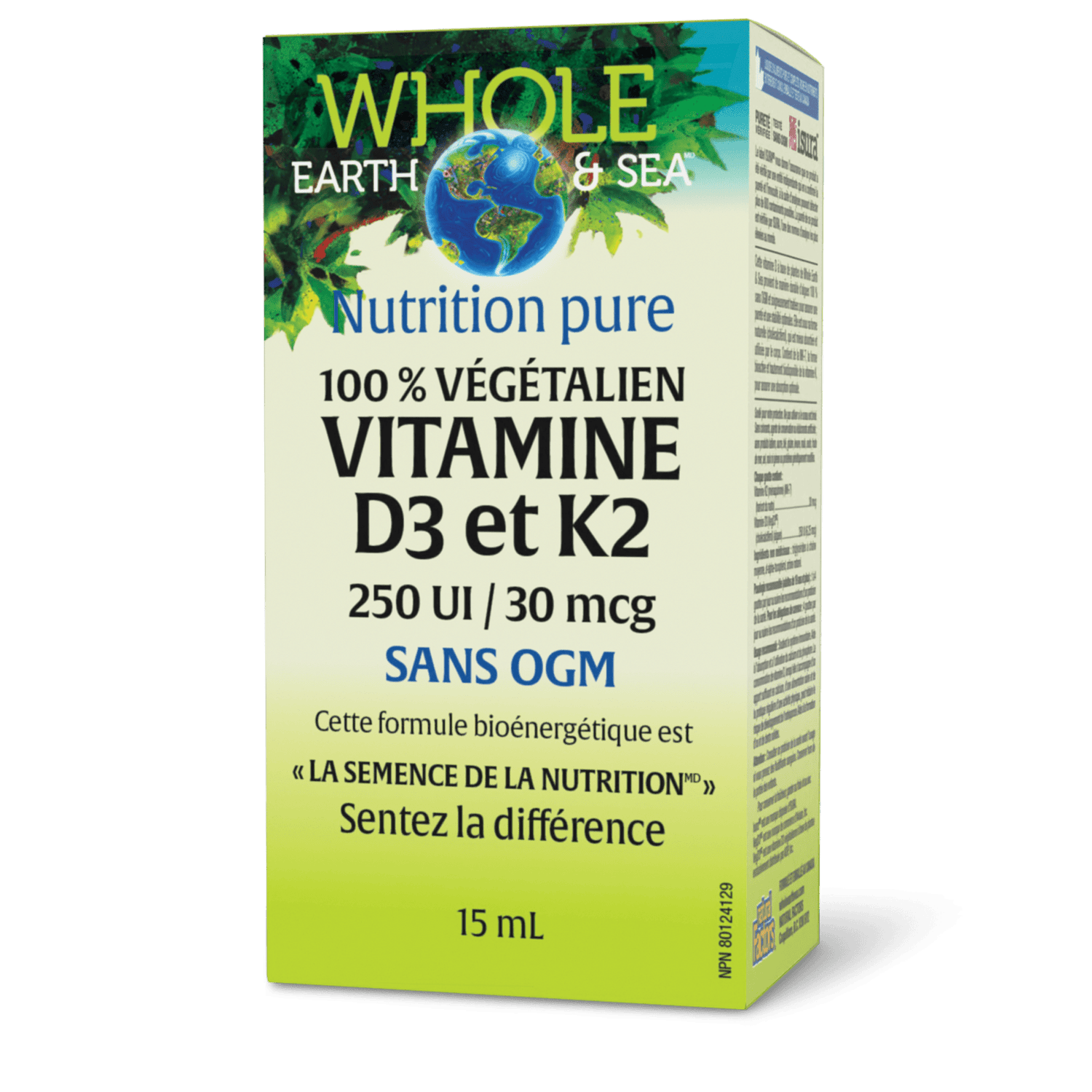 Vitamine D3 et K2, 100 % végétalien, Whole Earth & Sea, Whole Earth & Sea®|v|image|35747