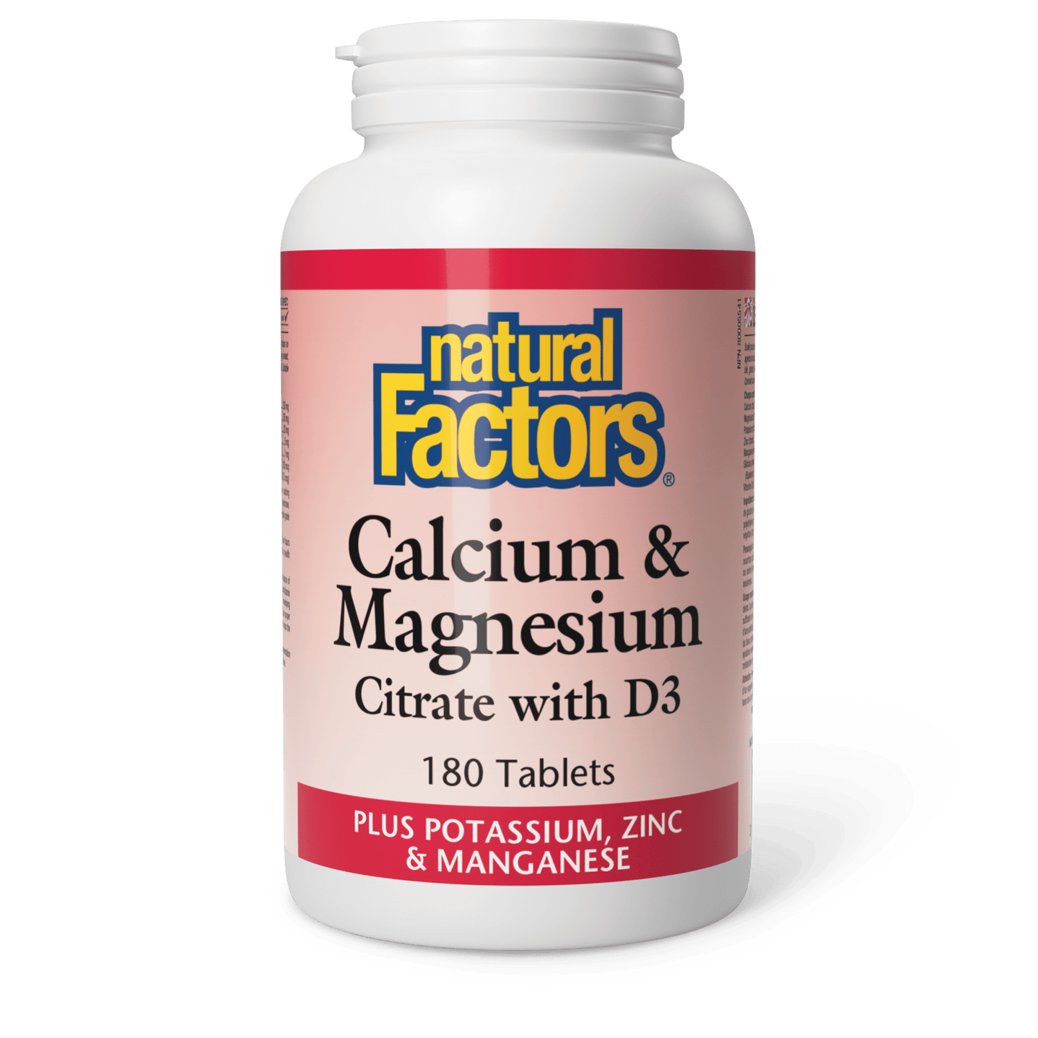 Calcium & Magnesium Citrate with D3 Plus Potassium, Zinc & Manganese, Natural Factors|v|image|1608
