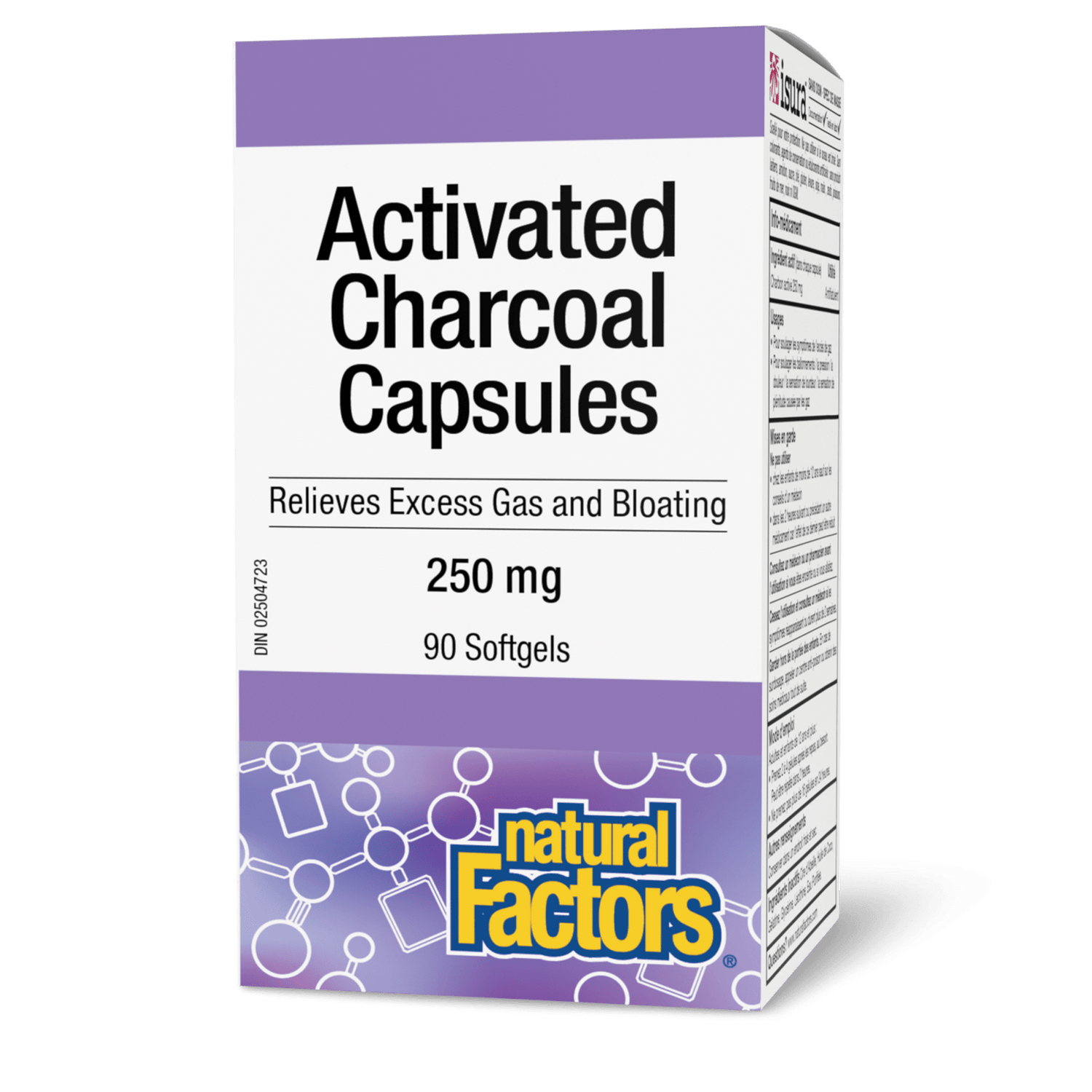 Activated Charcoal Capsules 250 mg, Natural Factors|v|image|1702