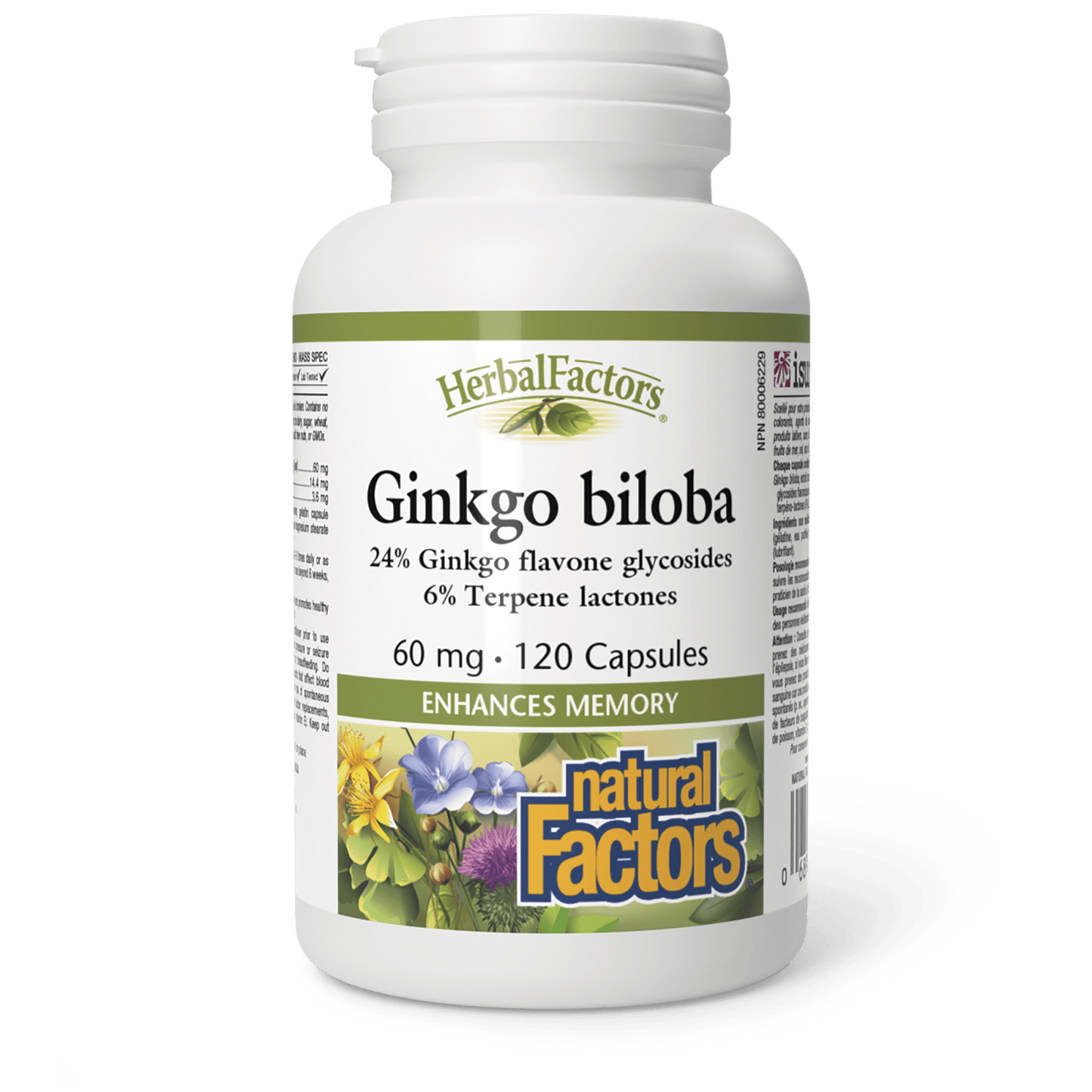Ginkgo biloba 60 mg, HerbalFactors, Natural Factors|v|image|4533
