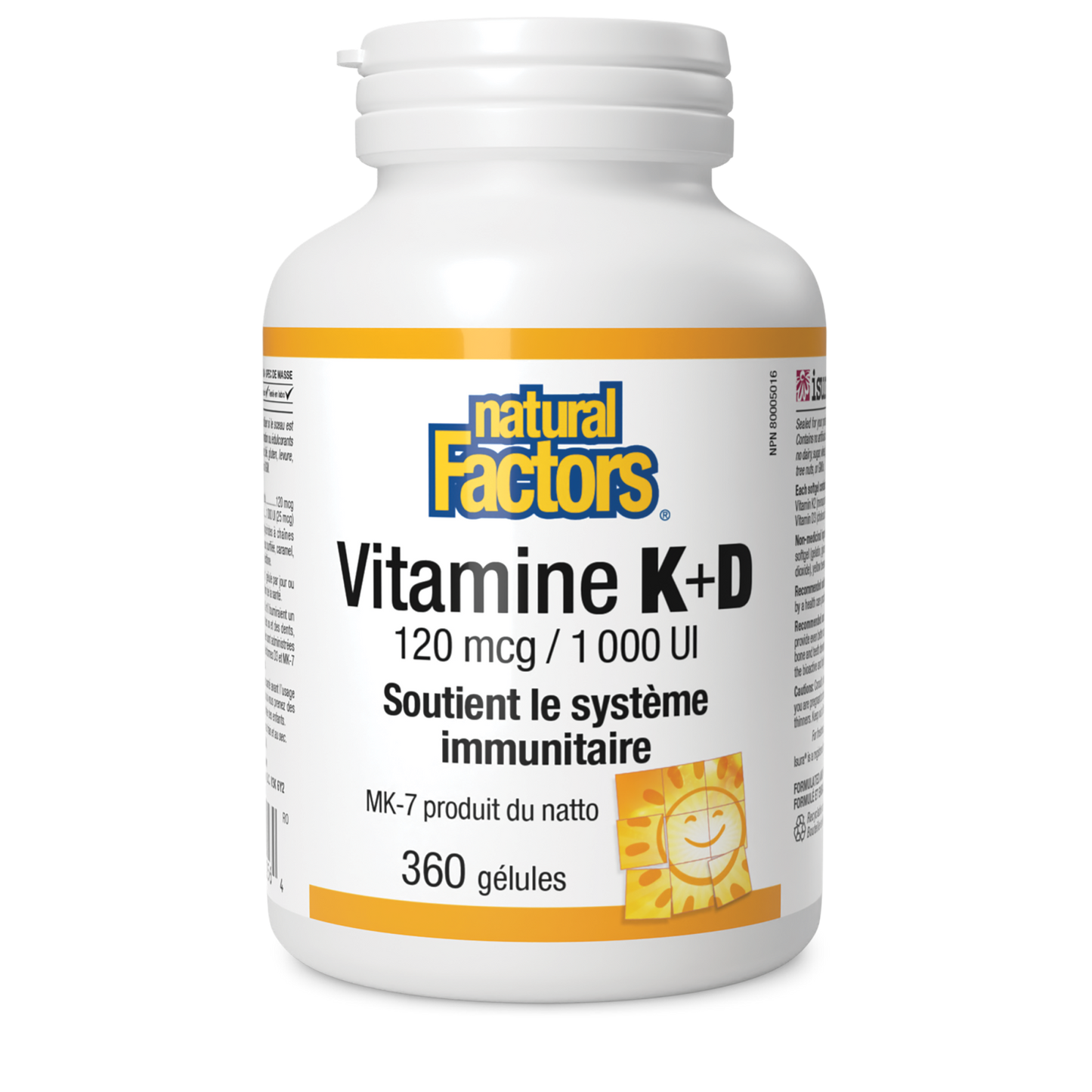 Vitamine K+D 120 mcg/1 000 UI, Natural Factors|v|image|1056