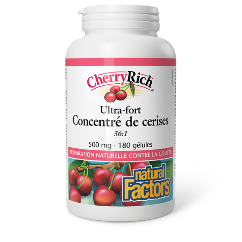 CherryRich Ultra-fort Concentré de cerises 500 mg, Natural Factors|v|image|4545