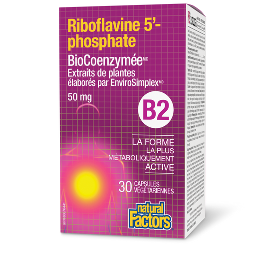 Riboflavine 5’-phosphate BioCoenzymée • B2 50 mg, Natural Factors|v|image|1249