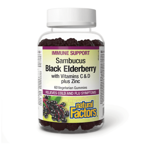 Sambucus Black Elderberry with Vitamins C & D plus Zinc, Natural Factors|v|image|4708