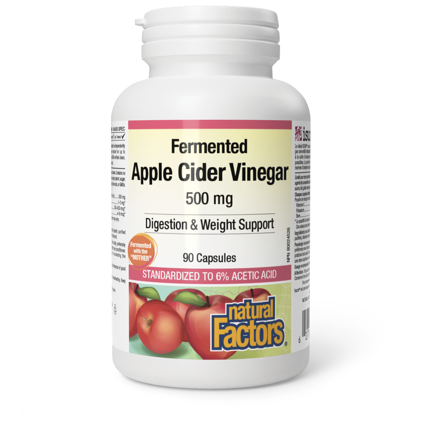 Fermented Apple Cider Vinegar 500 mg, Natural Factors|v|image|2055