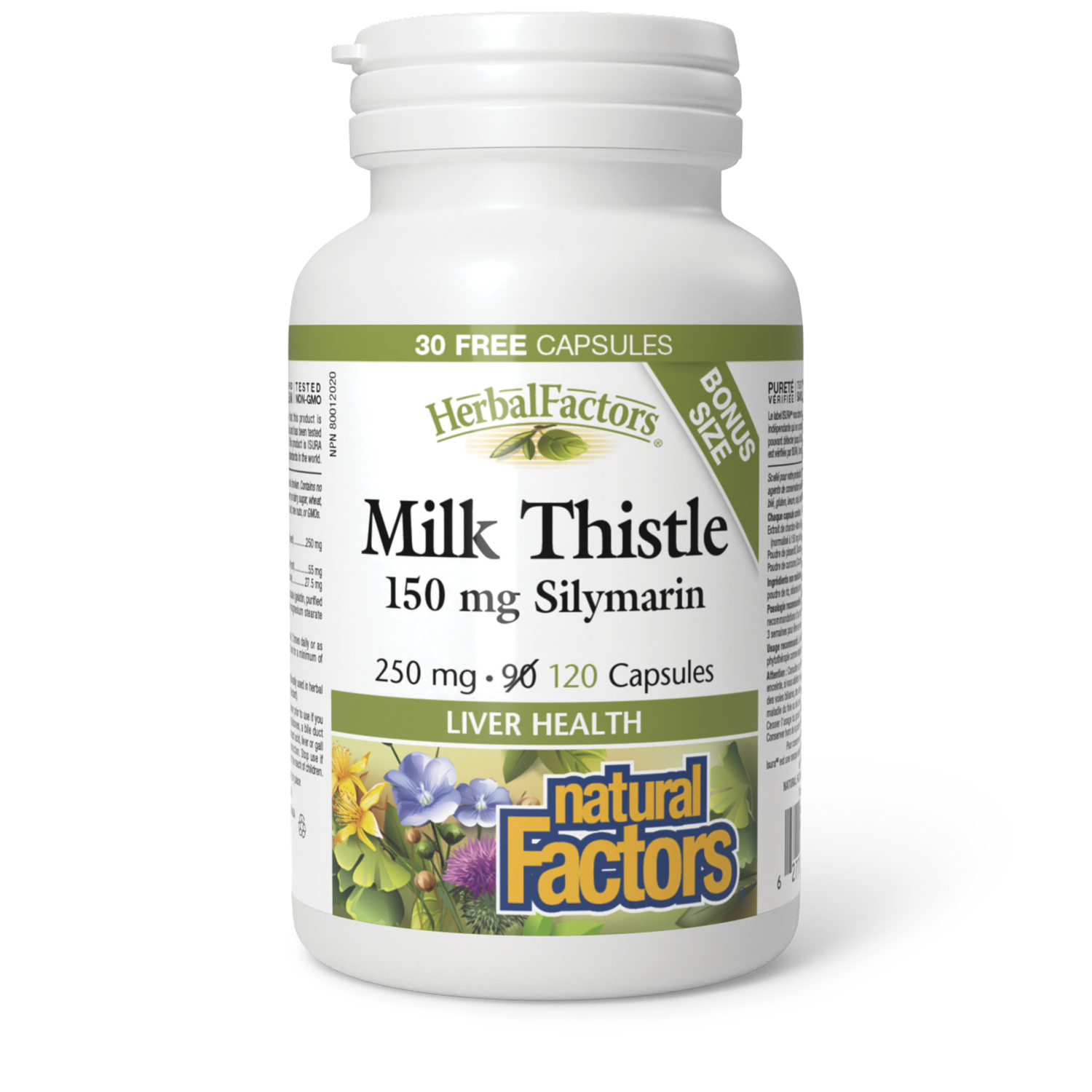 Milk Thistle 250 mg/150 mg Silymarin, HerbalFactors, Natural Factors|v|image|8181