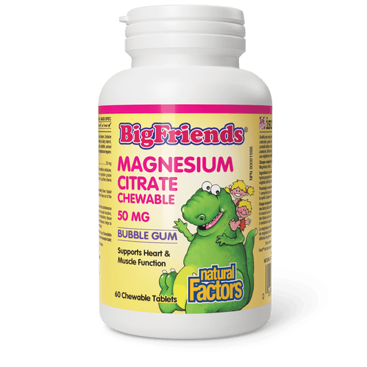 Chewable Magnesium Citrate 50 mg, Bubble Gum, Big Friends, Natural Factors|v|image|1648