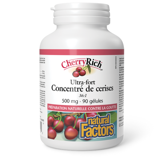 CherryRich Ultra-fort Concentré de cerises 500 mg, Natural Factors|v|image|4525