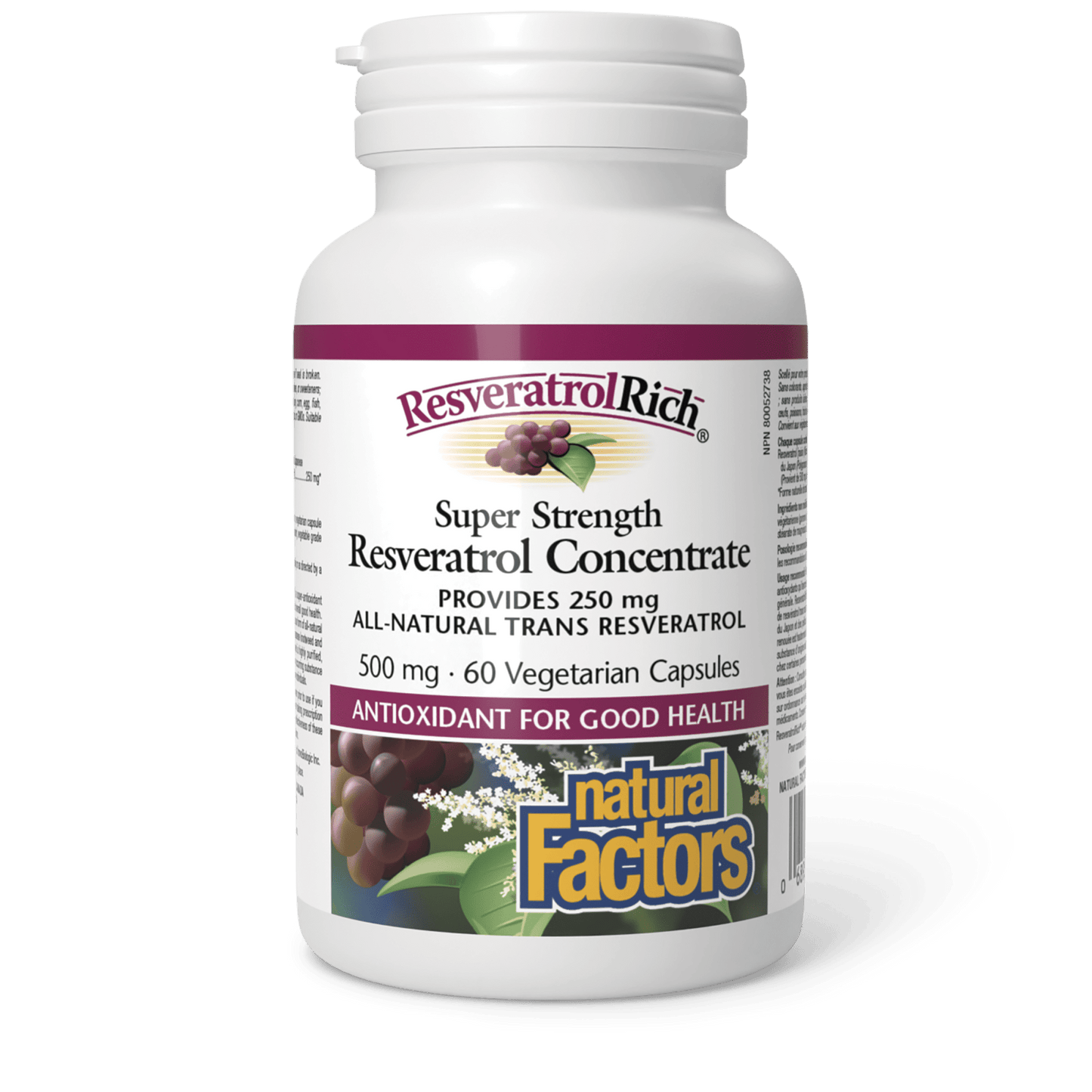 ResveratrolRich Super Strength Resveratrol Concentrate 500 mg, Natural Factors|v|image|4527