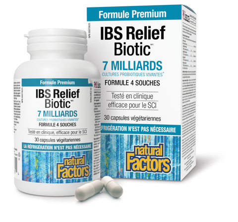 IBS Relief Biotic 7 milliards de cultures probiotiques vivantes, Natural Factors|v|image|1861