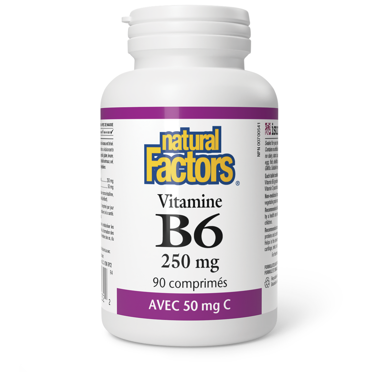 Vitamine B6 250 mg avec 50 mg C, Natural Factors|v|image|1232