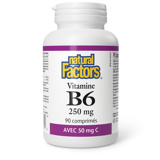 Vitamine B6 250 mg avec 50 mg C, Natural Factors|v|image|1232