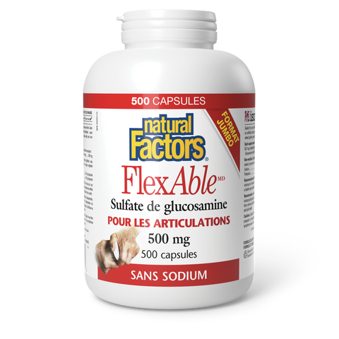 FlexAble Sulfate de glucosamine 500 mg, Natural Factors|v|image|26592