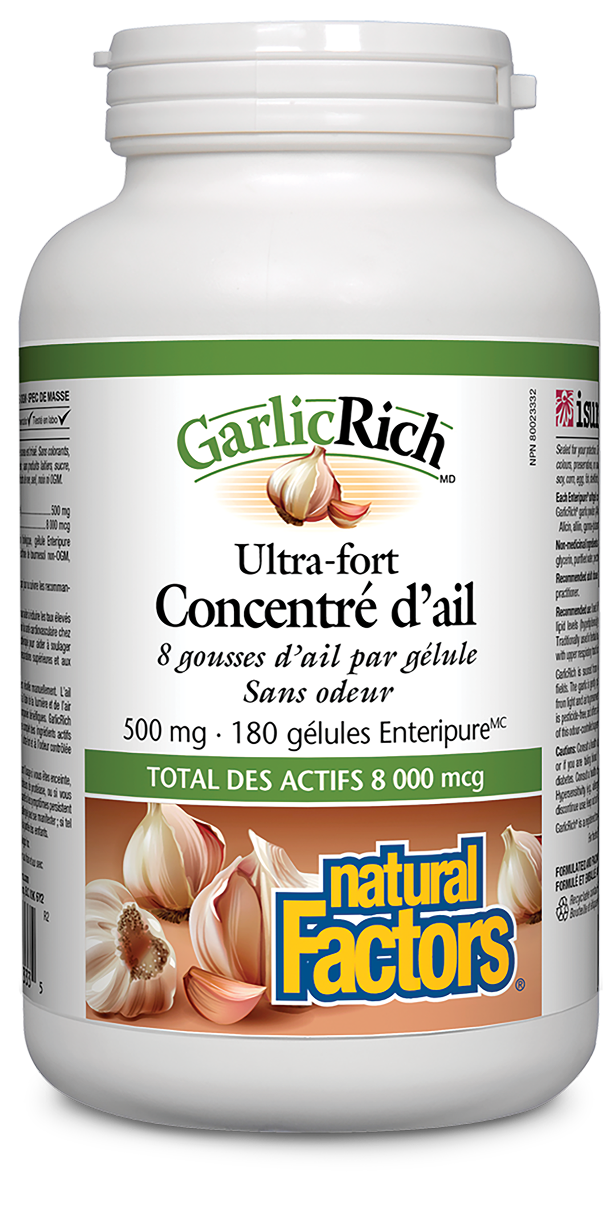 GarlicRich Ultra-fort Concentré d’ail 500 mg, Natural Factors|v|image|2333
