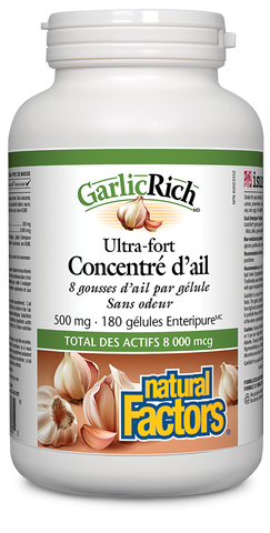 GarlicRich Ultra-fort Concentré d’ail 500 mg, Natural Factors|v|image|2333