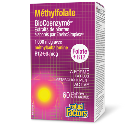 Méthylfolate BioCoenzymé • folate + B12 1 000 mcg/50 mcg, Natural Factors|v|image|1241