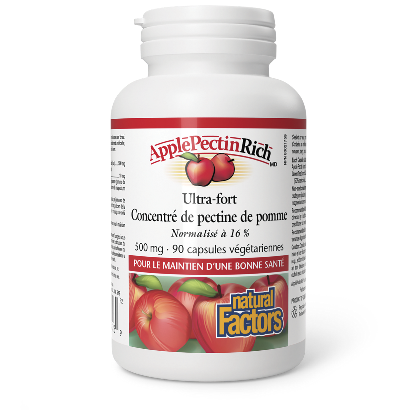 ApplePectinRich Ultra-fort Concentré de pectine de pomme 500 mg, Natural Factors|v|image|4526
