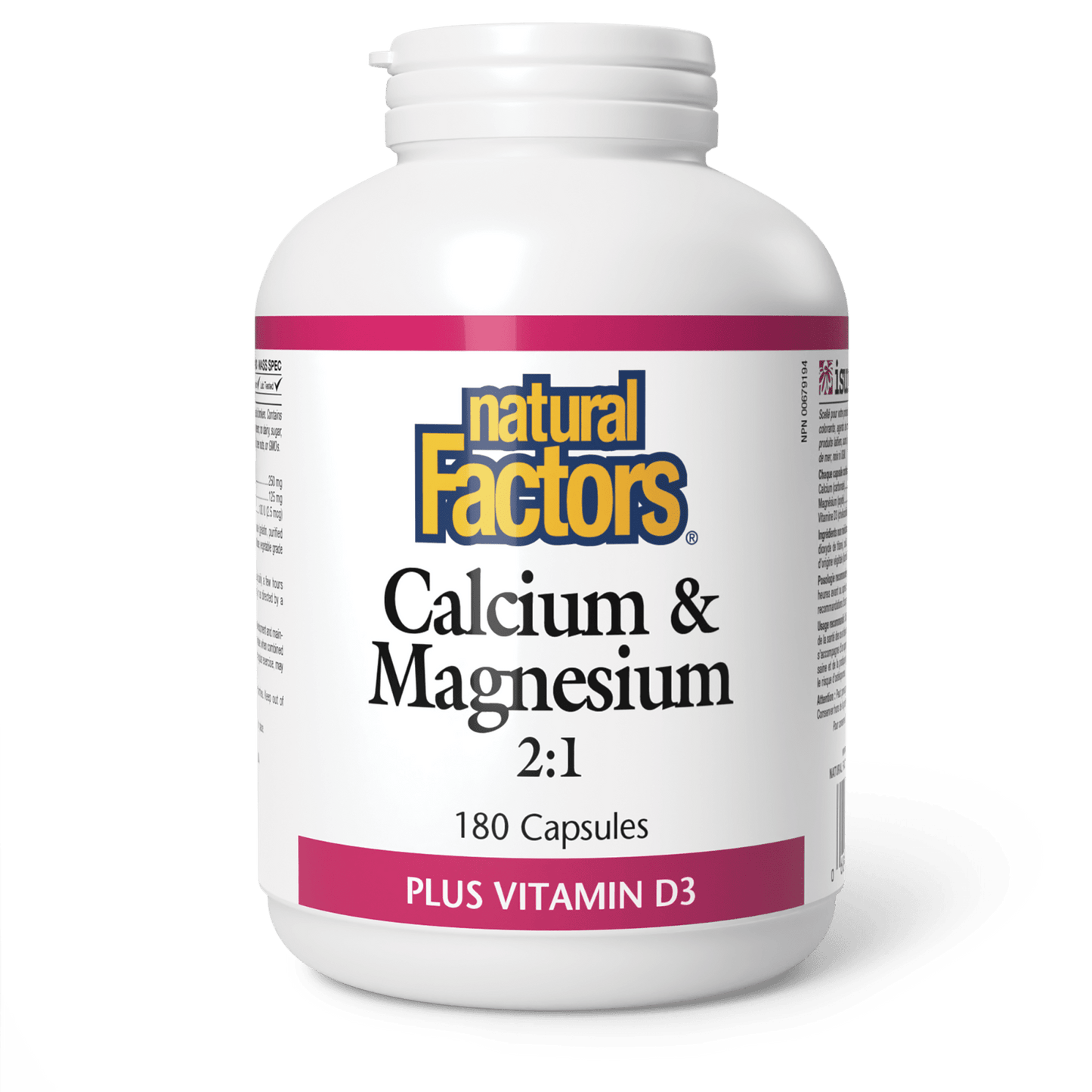 Calcium & Magnesium 2:1 Plus Vitamin D3, Natural Factors|v|image|1626