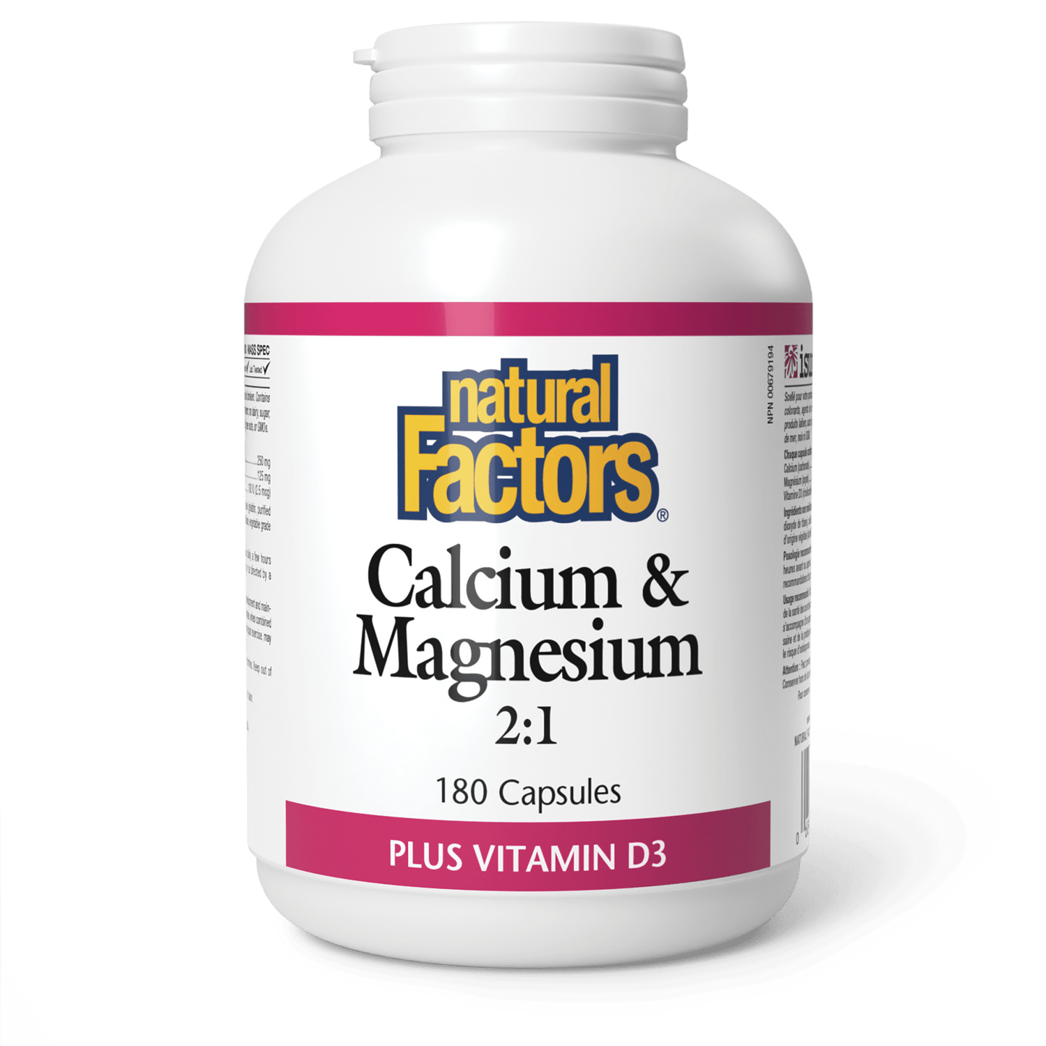 Calcium & Magnesium 2:1 Plus Vitamin D3, Natural Factors|v|image|1626