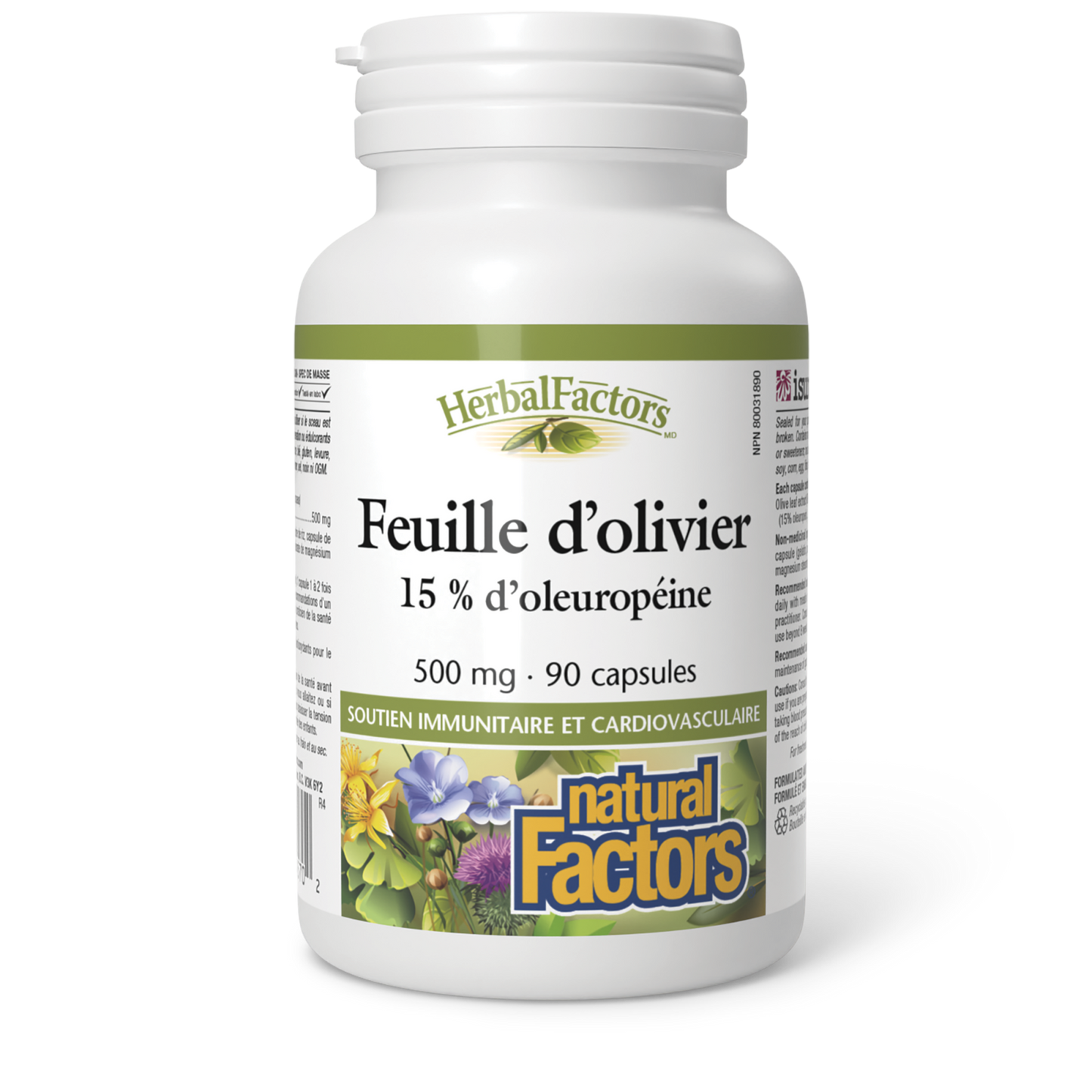 Feuille d’olivier 500 mg, HerbalFactors, Natural Factors|v|image|4570