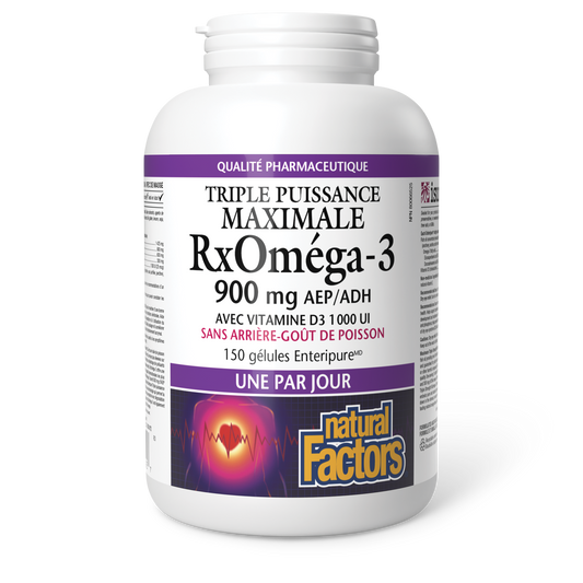 RxOméga-3 avec vitamine D3 Triple puissance maximale 900 mg, Natural Factors|v|image|35492