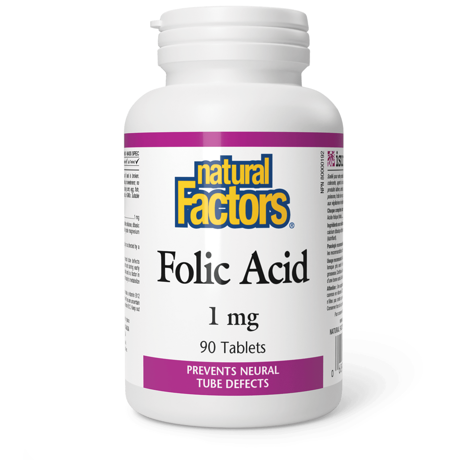 Folic Acid 1 mg, Natural Factors|v|image|1270