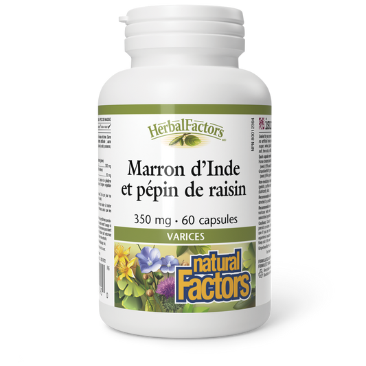 Marron d’Inde et pépins de raisin 350 mg, HerbalFactors, Natural Factors|v|image|4590