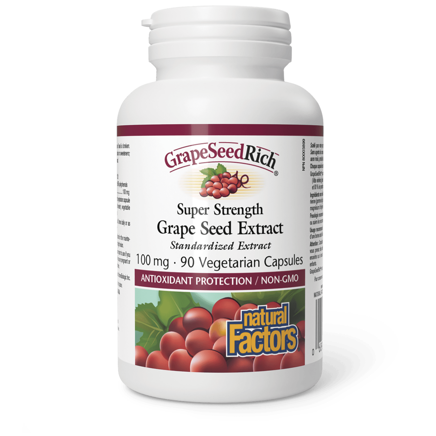 GrapeSeedRich Super Strength Grape Seed Extract 100 mg, Natural Factors|v|image|4536