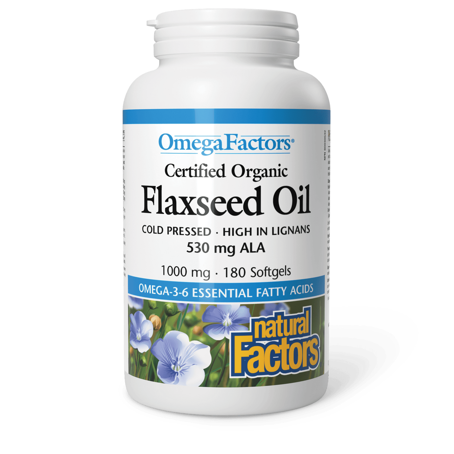 Flaxseed Oil Certified Organic 1000 mg, OmegaFactors, Natural Factors|v|image|2211