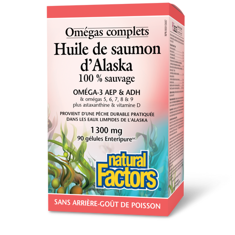 Huile de saumon d’Alaska 100 % sauvage 1 300 mg, Omégas complets, Natural Factors|v|image|2265