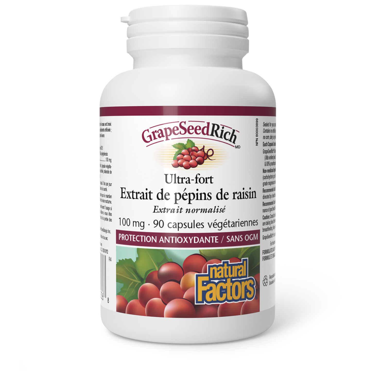 GrapeSeedRich Ultra-fort Extrait de pépins de raisin 100 mg, Natural Factors|v|image|4536