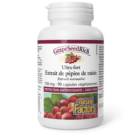 GrapeSeedRich Ultra-fort Extrait de pépins de raisin 100 mg, Natural Factors|v|image|4536