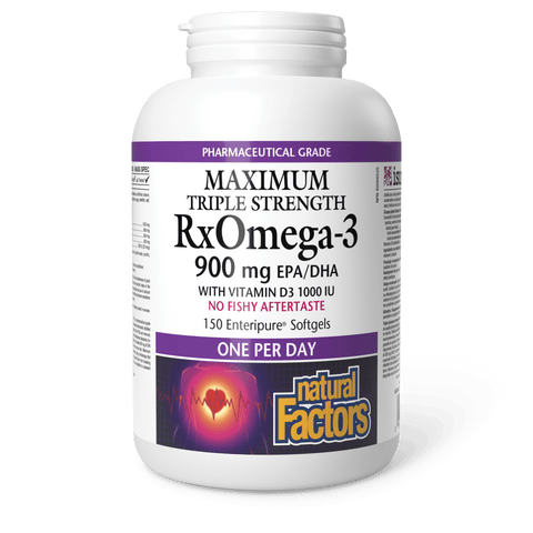 RxOmega-3 with Vitamin D3 Maximum Triple Strength 900 mg, Natural Factors|v|image|35492
