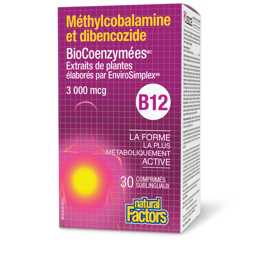Méthylcobalamine et dibencozide BioCoenzymées • B12 3 000 mcg, Natural Factors|v|image|1253