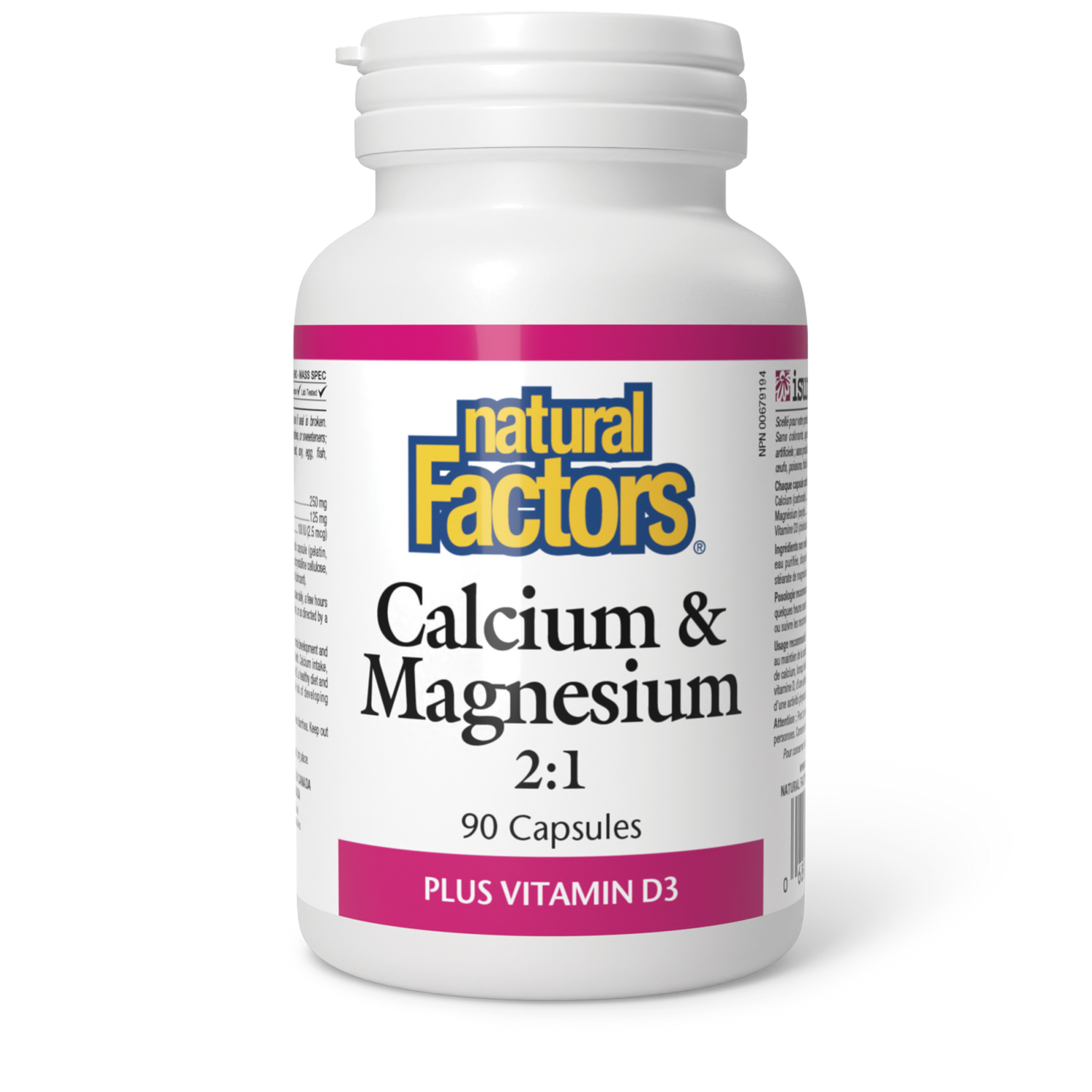 Calcium & Magnesium 2:1 Plus Vitamin D3, Natural Factors|v|image|1625